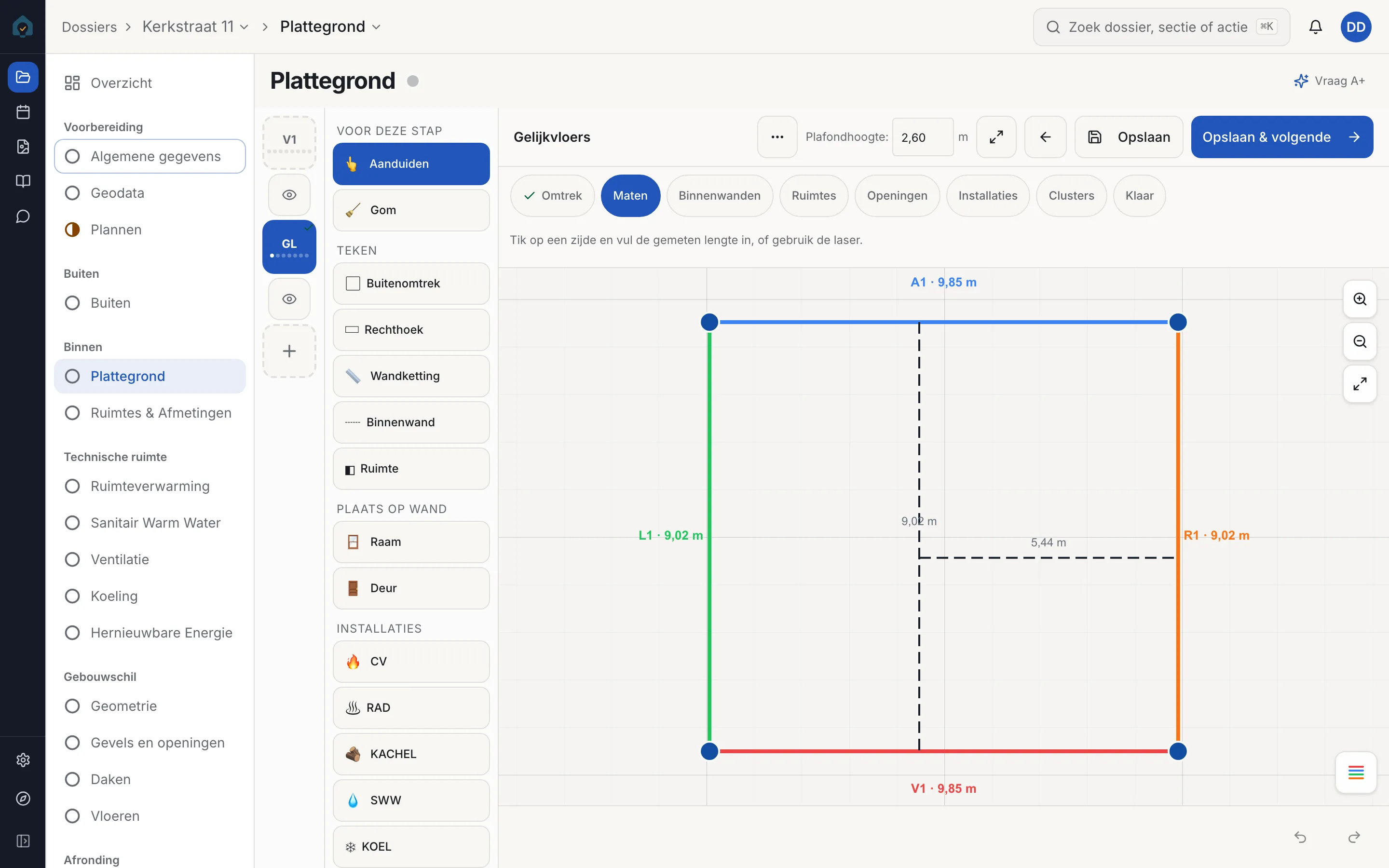 Schermafbeelding: grondplan opmeten op iPad in EPC-Expert Pro